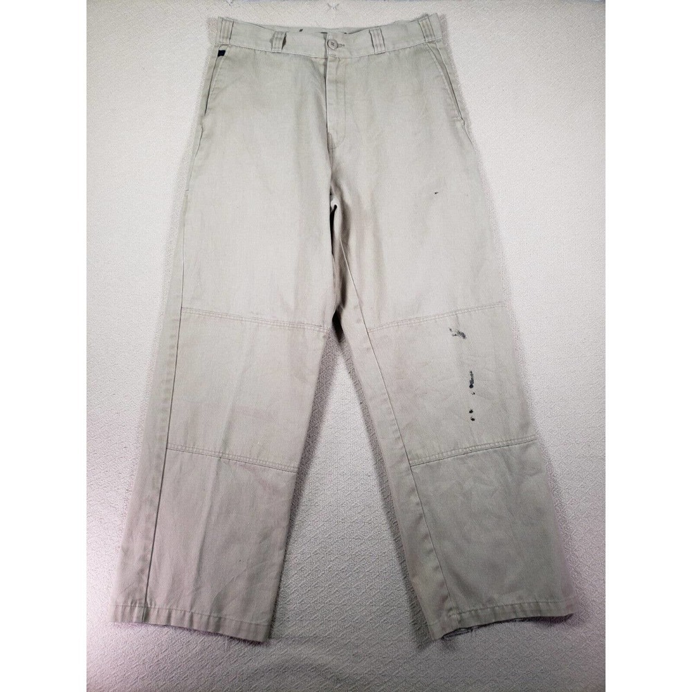 Royal Blue Pants Mens 34x32 Double Knee Workwear Cotton Blend Pockets Tan